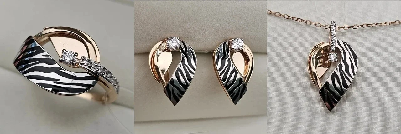 Ювелирный комплект Deimantas 113561481 17,5р 3,26гр 3,9гр 2,15гр. 