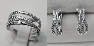 Ювелирный комплект Deimantas 115871168 кольцо 0.093Ct SI1/J 17.5р, серьги 0.213Ct SI1-SI2/J VG-Cut 