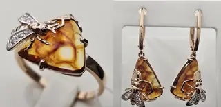 Ювелирный комплект Deimantas 115436879 кольцо 18,5р 2,62гр, серьги 4,66гр  - фото 2