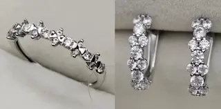 Ювелирный комплект Deimantas 115436943 кольцо 16.5р 0.7гр, серьги 2.38гр 