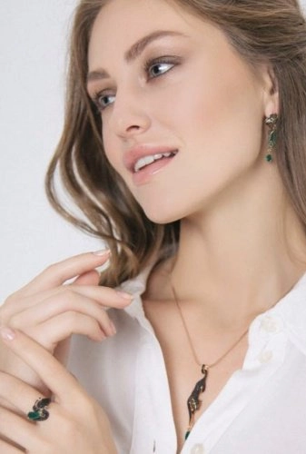 Ювелирный комплект Diamant 726178 вес 10 г золото, агат, фианит 