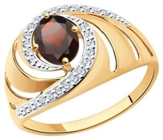 Ювелирный комплект SOKOLOV 714495 вес 7 г золото, фианит, гранат 