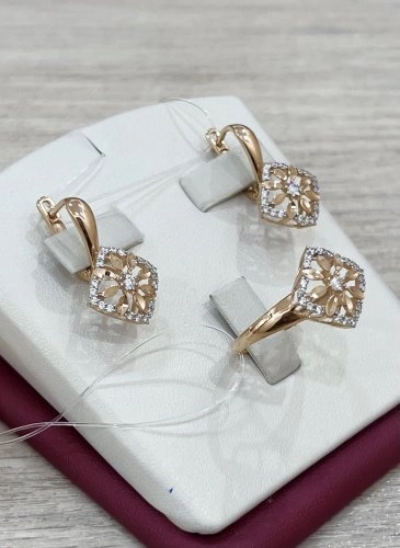 Ювелирный комплект Диамант ЮЗ 87888 вес 6.5 г золото, фианит 