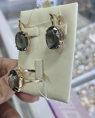 Ювелирный комплект Диамант ЮЗ 8578888 вес 15.77 г золото, синтетический алмаз 