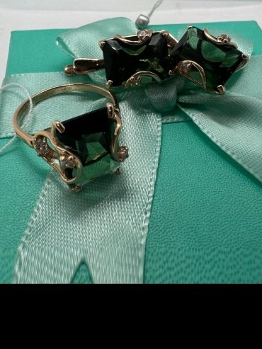 Ювелирный комплект Золото России 866788 вес 12.6 г золото, турмалин 