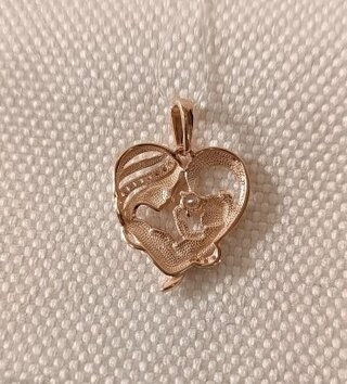 Ювелирный комплект Sanremo Подвеска с фианитом Мать и дитя вес 1,85гр, Цепь Ромб двойной 55.0 см, 2,68 гр. вес 4.53 г золото, фианит 