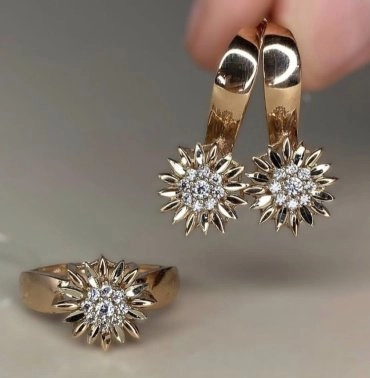 Ювелирный комплект Диамант ЮЗ 7478887 вес 6.36 г золото, фианит 