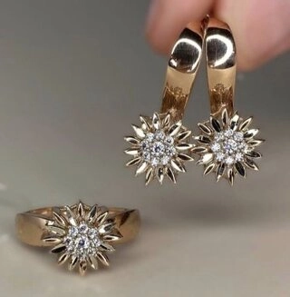 Ювелирный комплект Диамант ЮЗ 7478887 вес 6.36 г золото, фианит 