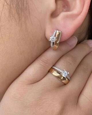 Ювелирный комплект Золото России Французская двойка вес 6.5 г золото, фианит 