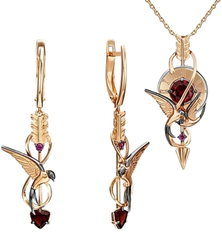 Ювелирный комплект Platina 02-4696-00-204-1110-76 03-3224-00-204-1111-75 7.79гр 