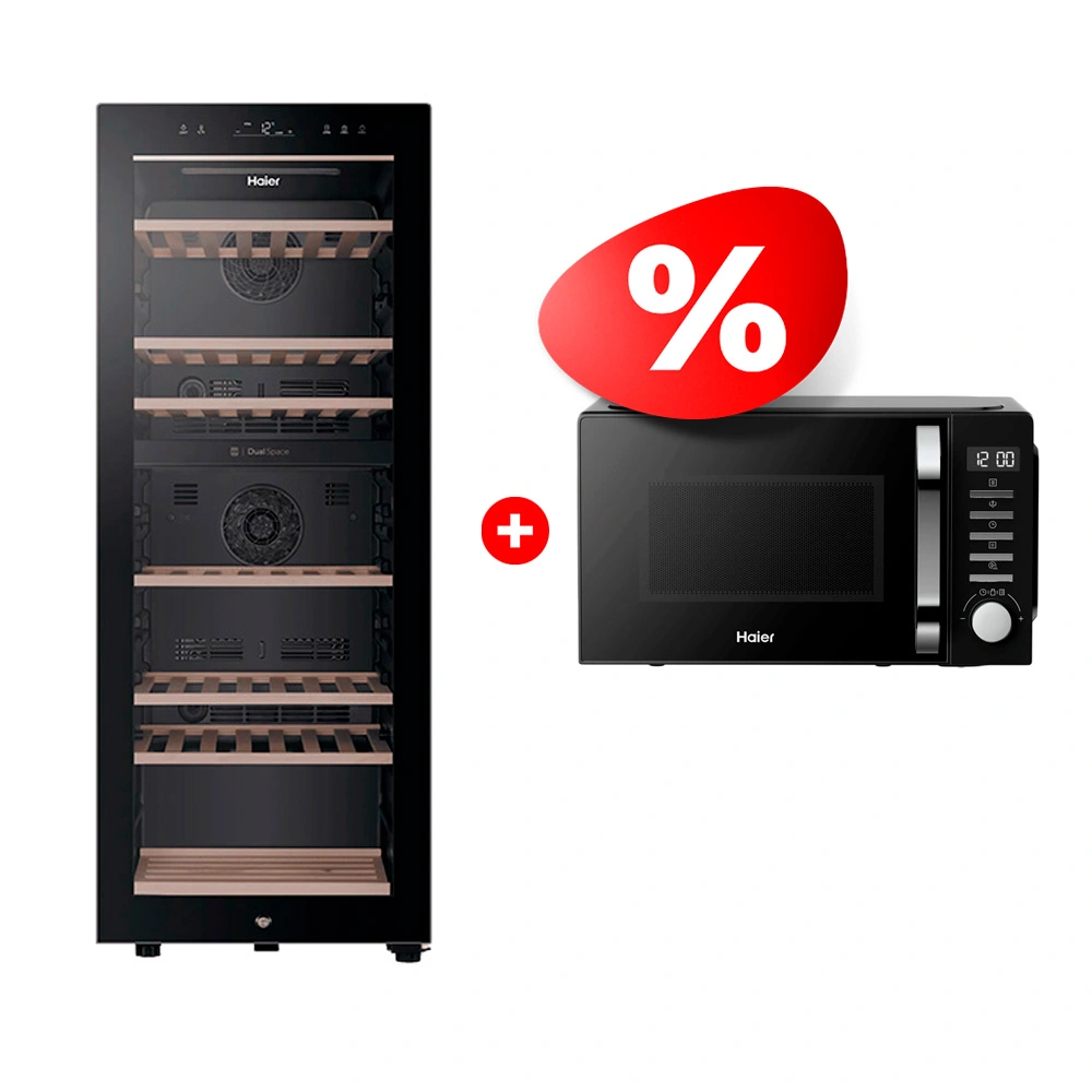 Комплект Винный шкаф Haier FWC77GDAE1 + СВЧ-печь Haier HMB-DM208BA 