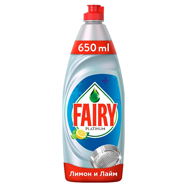 Средство для мытья посуды Fairy Platinum Лимон и лайм 650 мл
