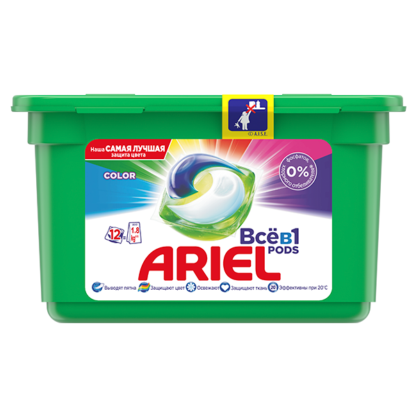 Ariel кір жууға арналған капсулалар Color барлығы 1 -де 12 дана