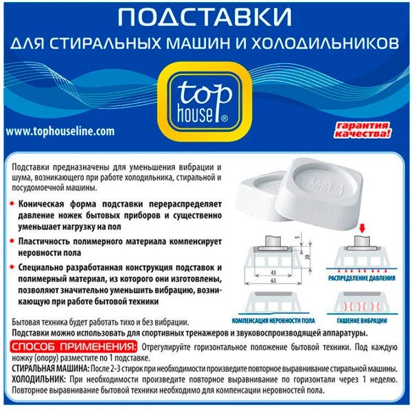 Top House кір жуғыш машиналар мен тоңазытқыштарға арналған сүйеуіш 390636 - фото 2