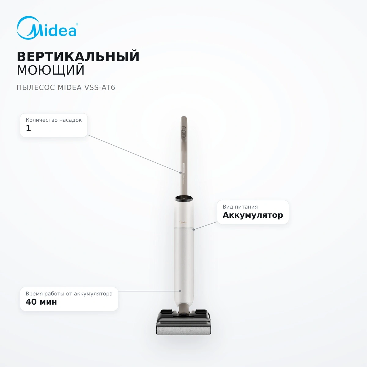 Вертикальный моющий пылесос Midea VSS-AT6 - фото 7