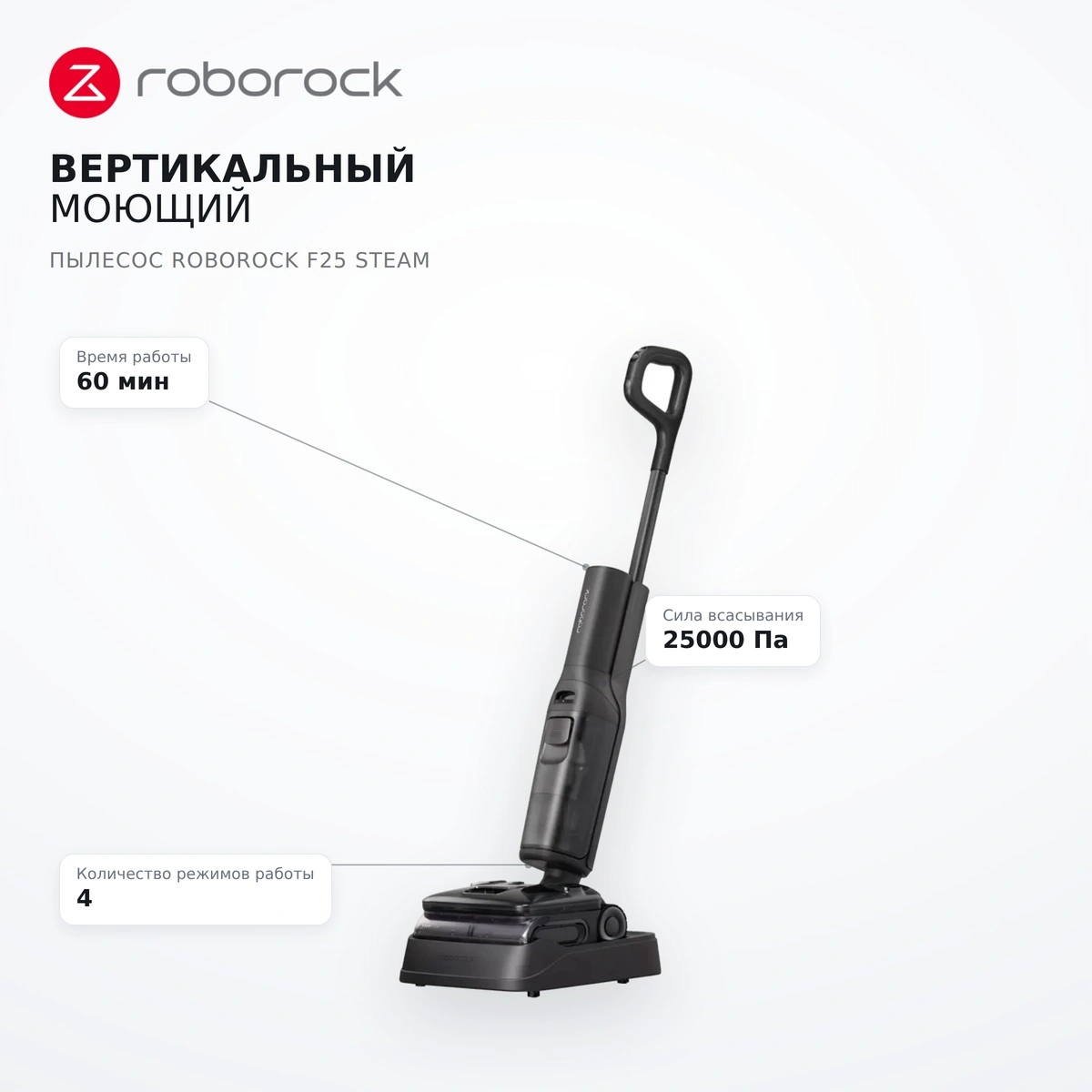 Вертикальный моющий пылесос Roborock F25 STEAM - фото 7