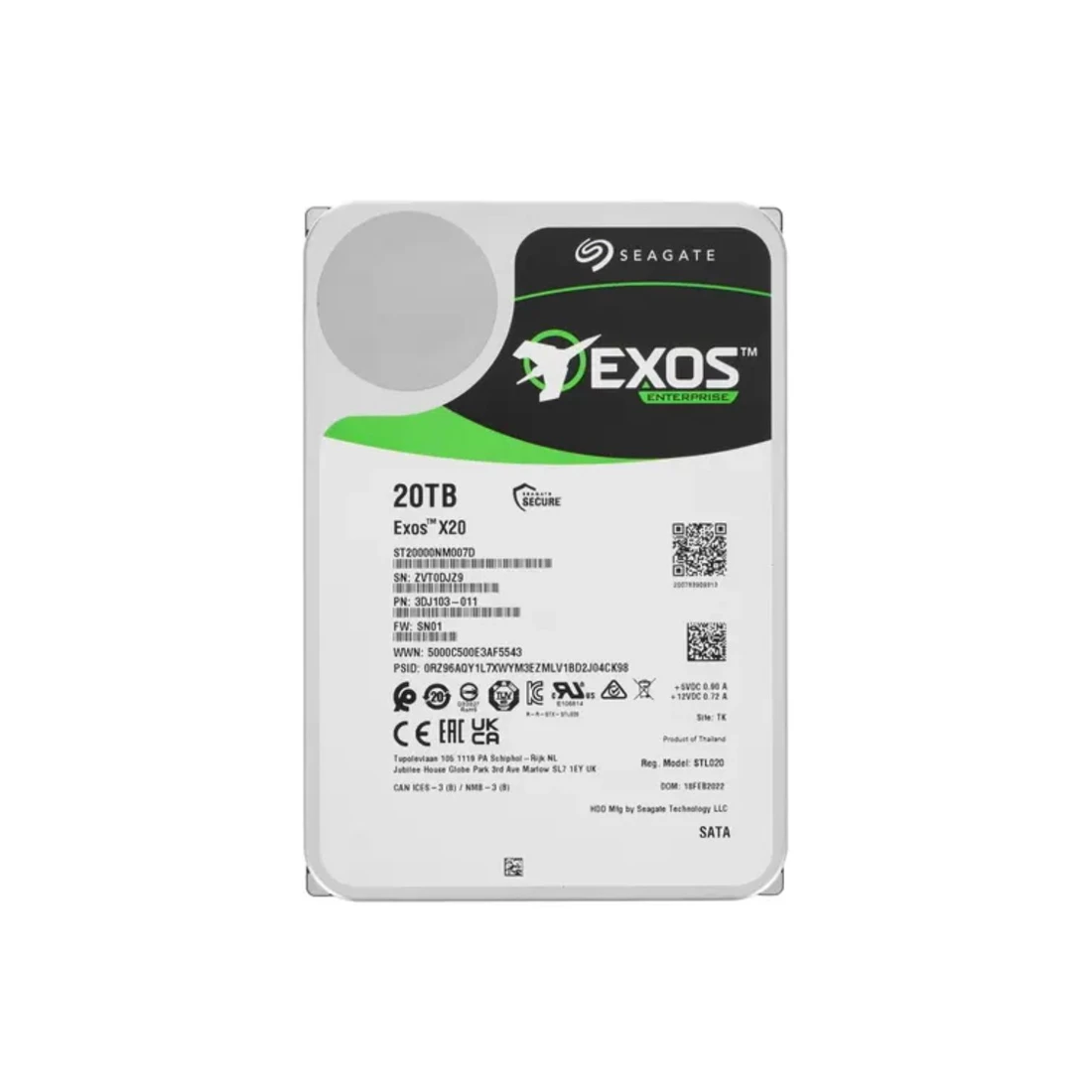 Жесткий диск Seagate Exos X20 ST20000NM007D 20TB SATA ST20000NM007D