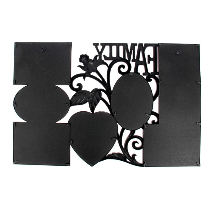 Фоторамка "Семья, цветущая роза" на 8 фото 10х15 см, 14х14 см, 10х10 см, чёрная 