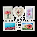 Часы настенные, серия: Фото, "LOVE", 4 фоторамки, белые, 42х33 см 