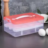 Контейнер для хранения яиц 24 ячейки, двухуровневый, цвет МИКС  - фото 3