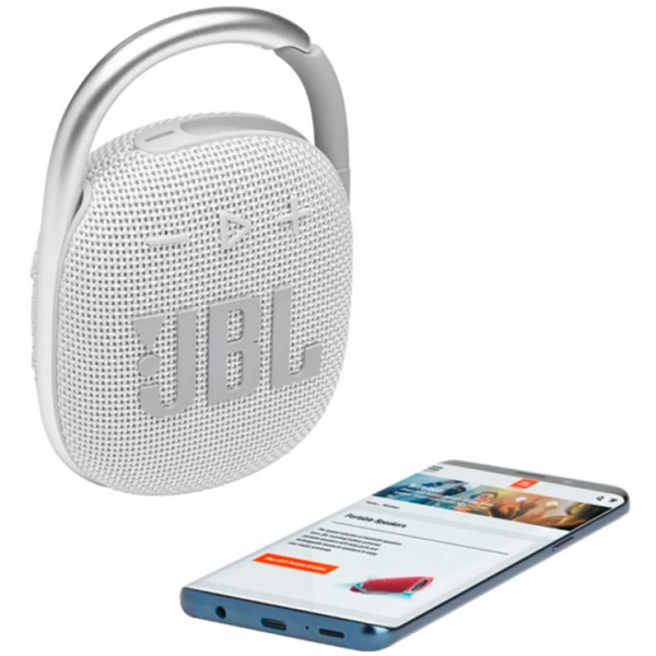 Портативная колонка JBL Clip 4 White - фото 9