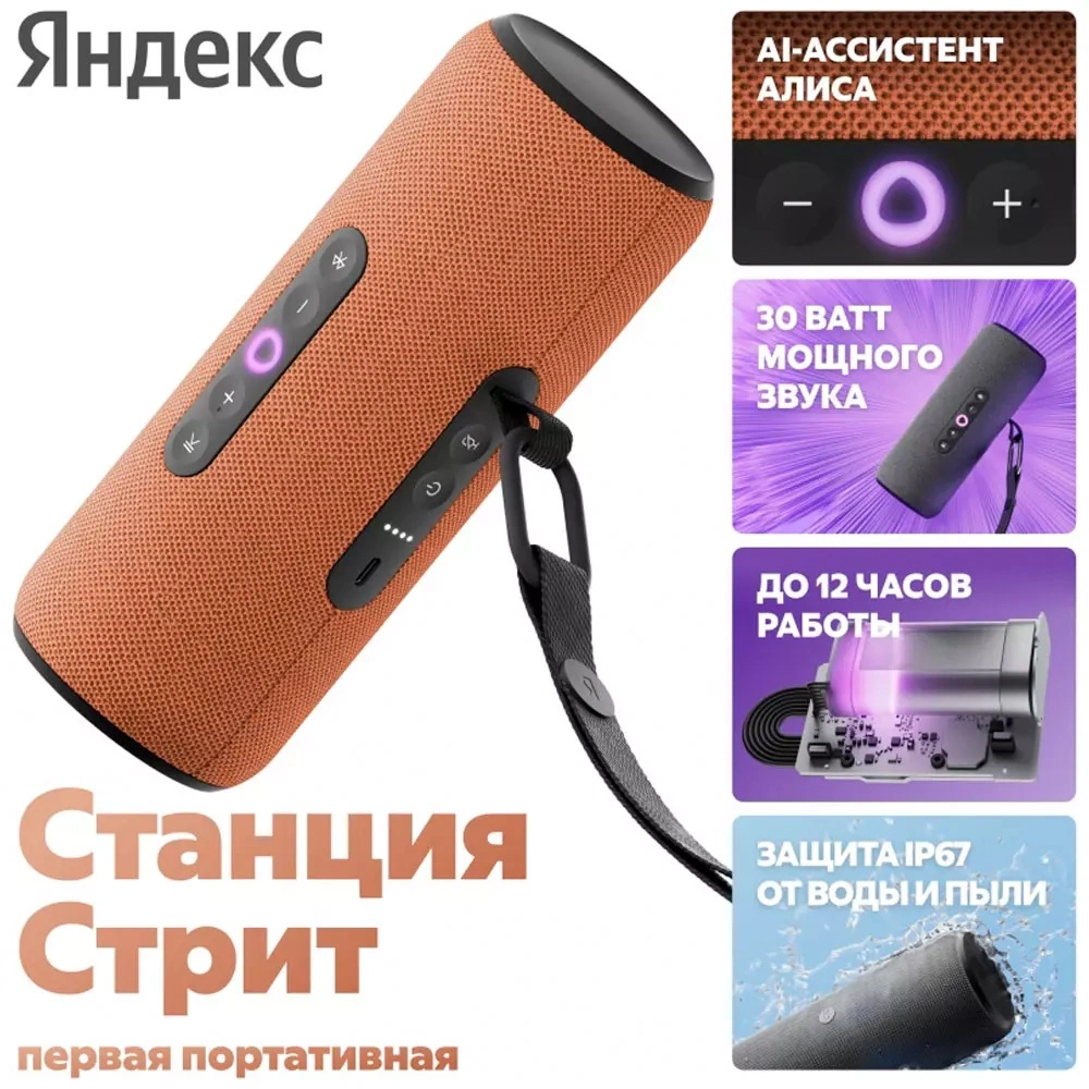 Портативная умная колонка Яндекс Станция Стрит Orange - фото 2