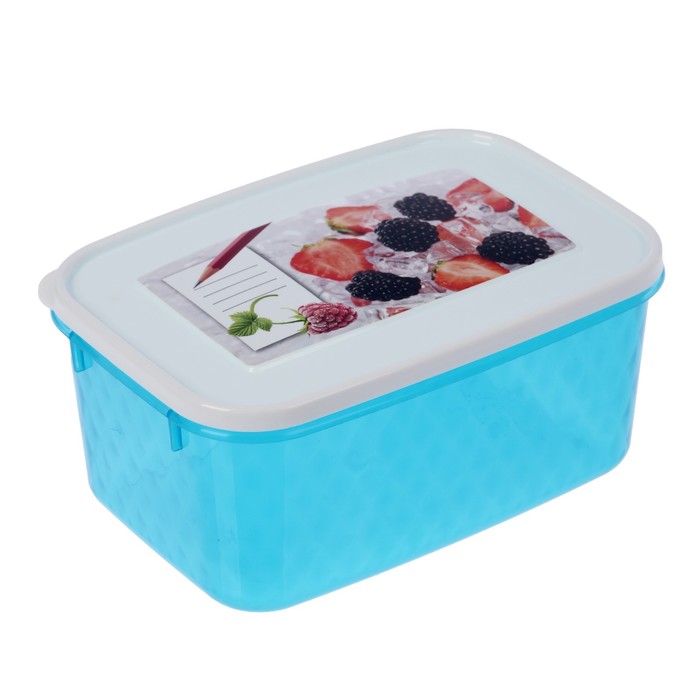 Контейнер для замораживания и хранения продуктов 1,3 л "Кристалл", с декором, цвет голубой 