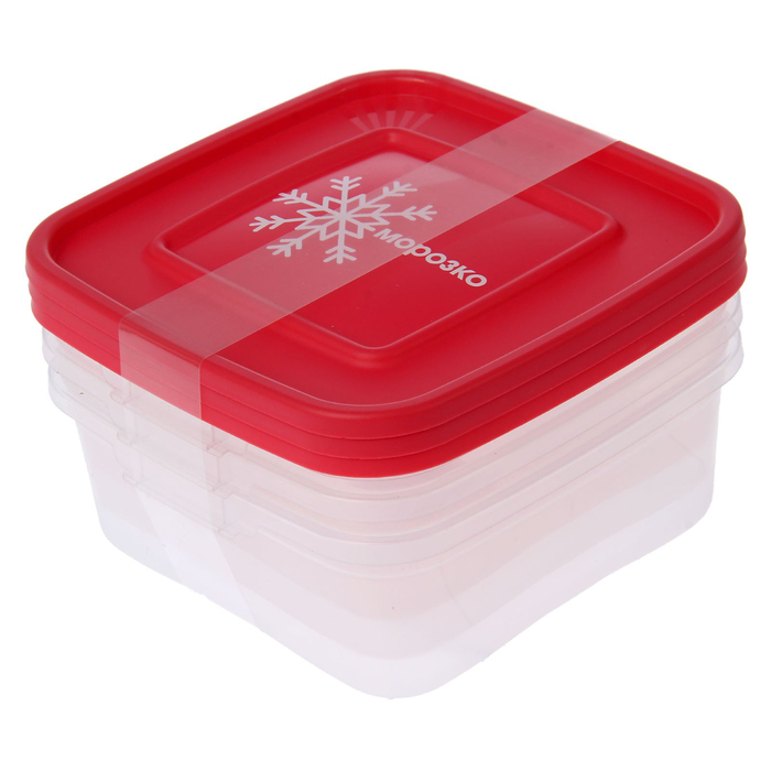 Набор квадратных контейнеров для замораживания продуктов 0,7 л "Морозко", 3 шт 