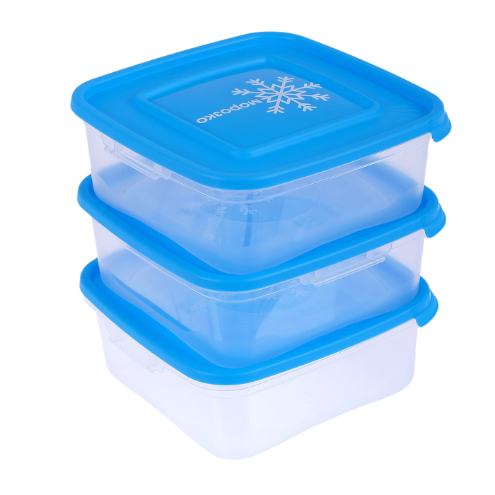 Набор квадратных контейнеров для замораживания продуктов 0,7 л "Морозко", 3 шт 
