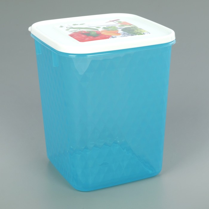 Контейнер для замораживания и хранения продуктов 2,3 л "Кристалл" с декором, цвет голубой 