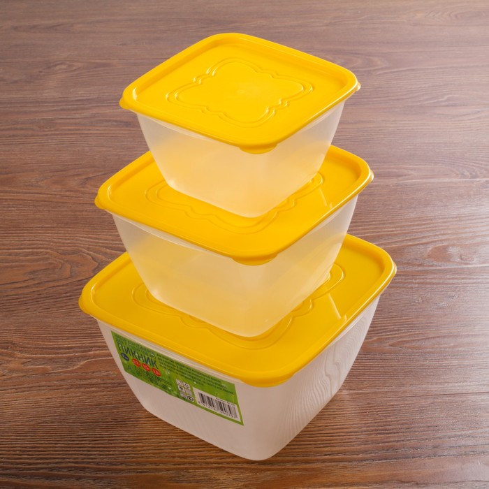 Набор контейнеров пищевых для СВЧ "Пикник", 3 шт: 700 мл, 1,5 л, 3 л 