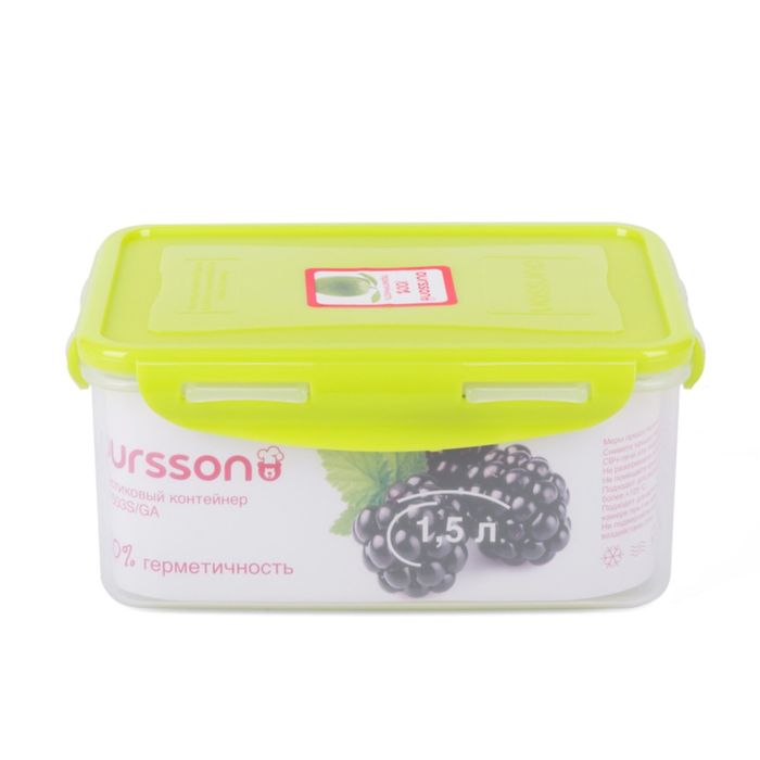 Пластиковый контейнер Oursson, CP1503S/GA, салатовая крышка, 1,5 л, прямоугольный 