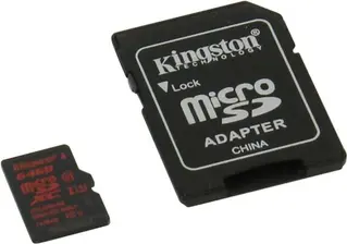 Карта памяти Kingston microSDXC 64GB Class 3 (SDCA3/64GB)