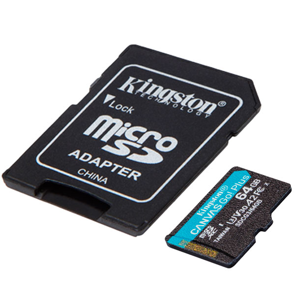 Kingston жад картасы Canvas Go Plus MicroSDXC 64GB Class 10 (SDCG3/64GB)
