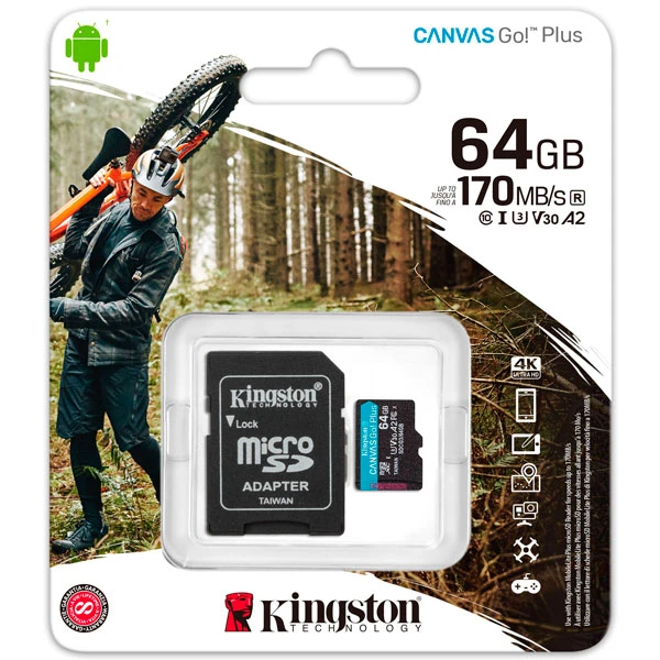 Карта памяти Kingston Canvas Go Plus MicroSDXC 64GB Class 10 (SDCG3/64GB) - фото 4