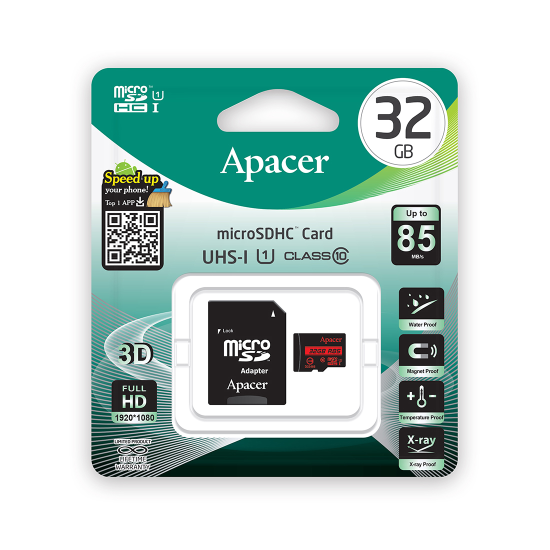 Карта памяти Apacer AP32GMCSH10U5-R 32GB + адаптер 