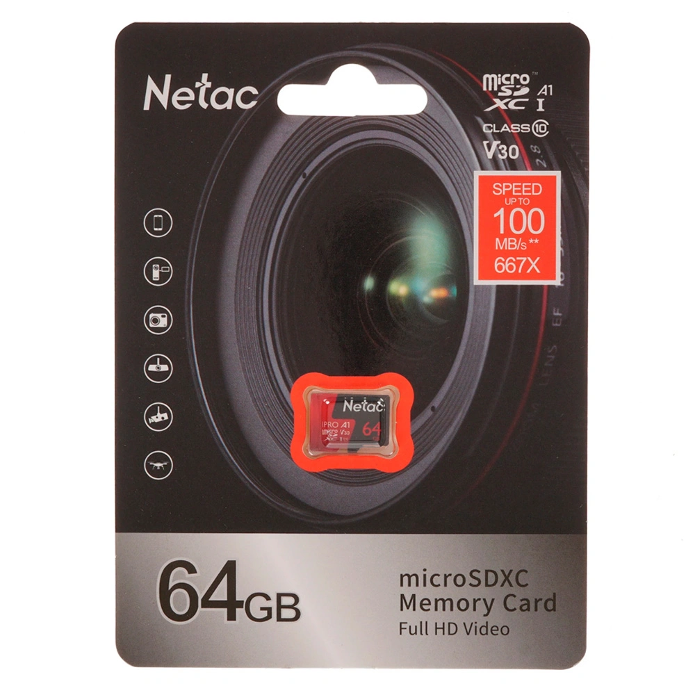 Карта памяти Netac NT02P500PRO-064G-S V30/A1/U3 64GB 