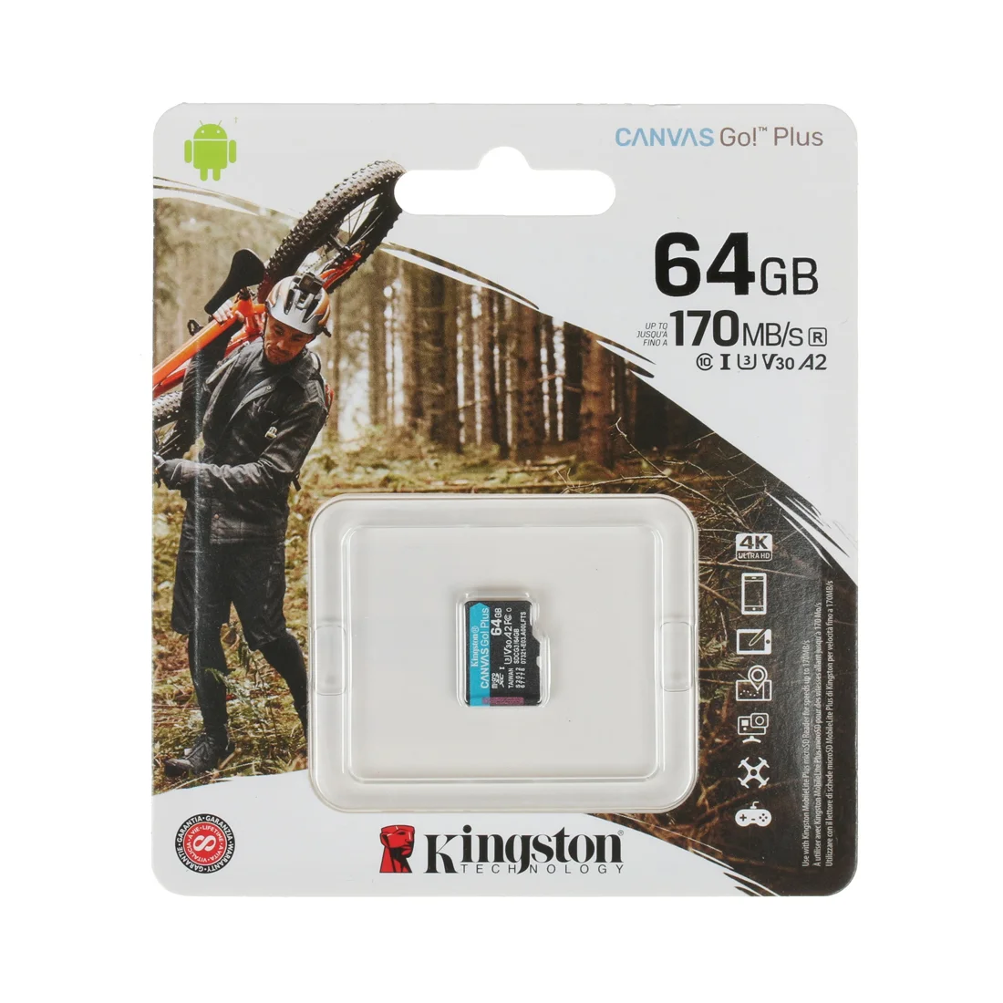 Карта памяти Kingston SDCG3/64GBSP A2 U3 V30 64GB без адаптера 