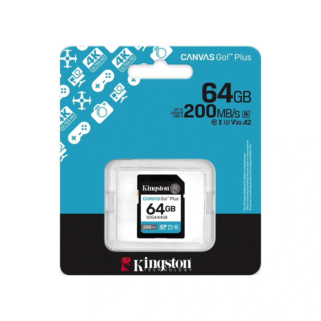 Карта памяти Kingston SDG4/64GB Canvas Go Plus Gen4 C10 UHS-I U3 V30 64GB SDG4/64GB - фото 2