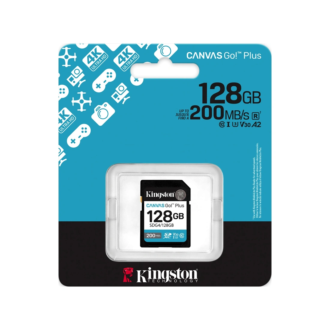 Карта памяти Kingston SDG4/128GB Canvas Go Plus Gen4 C10 UHS-I U3 V30 128GB  - фото 3