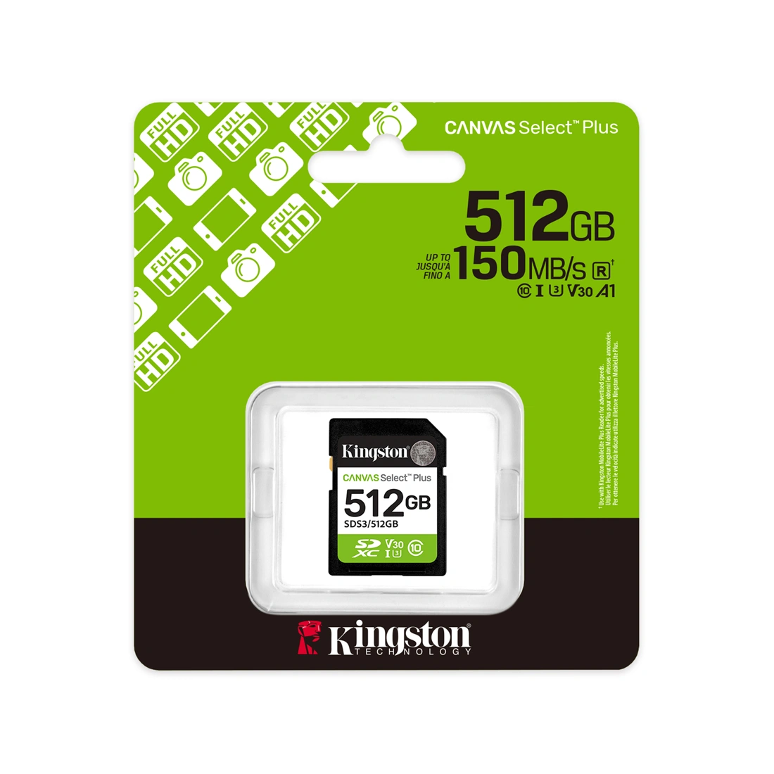 Карта памяти Kingston SDS3/512GB Canvas Select Plus C10 UHS-I U3 V30 512GB SDS3/512GB - фото 2