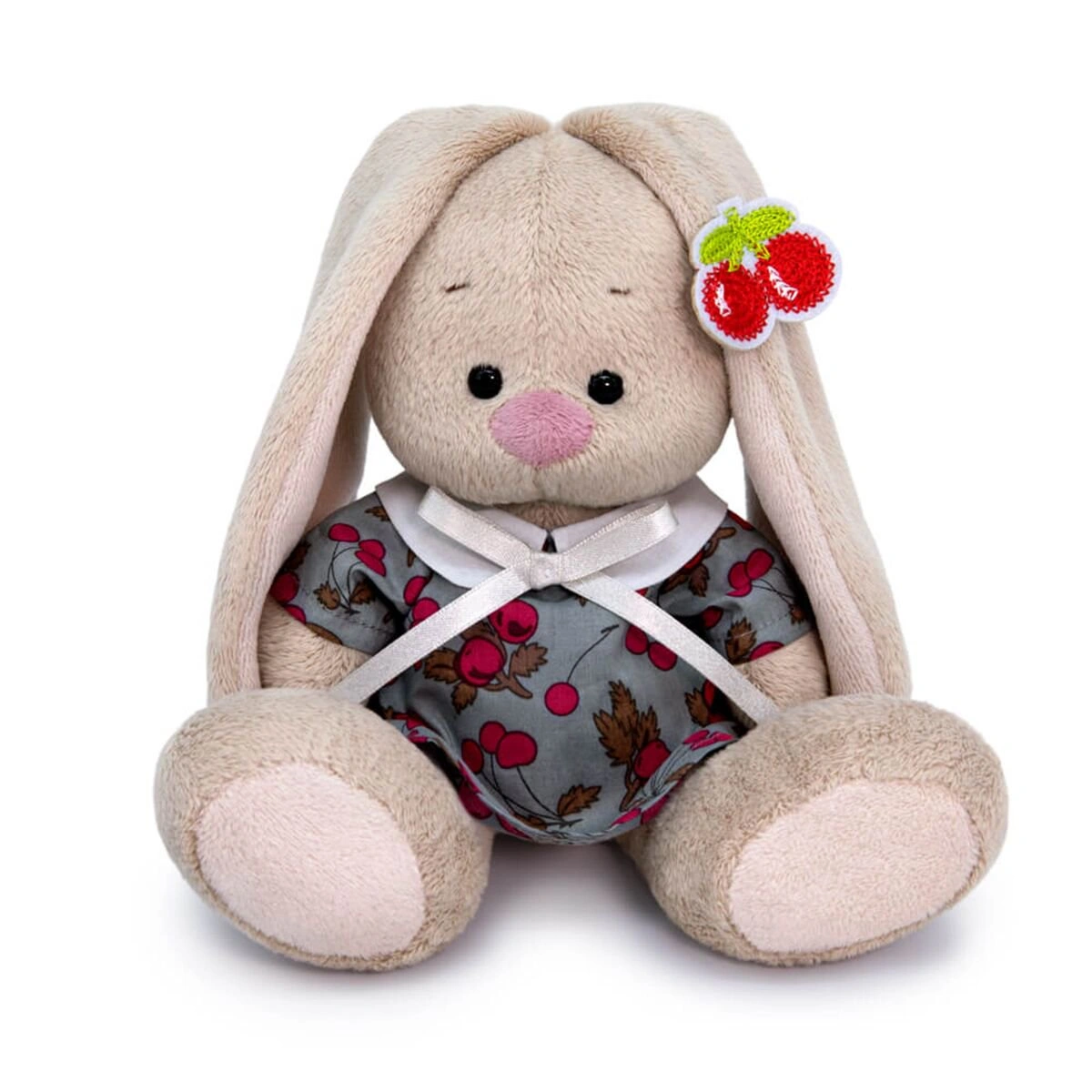 Мягкая игрушка Зайка Ми в платье с вишней малыш 15см 
