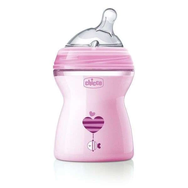 Бутылочка Chicco Natural Feeling силикон 250 ml 2м+, розовая