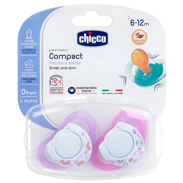 Пустышка латекс Chicco Physio Compact 6м+ (2 шт) розовая - фото 2