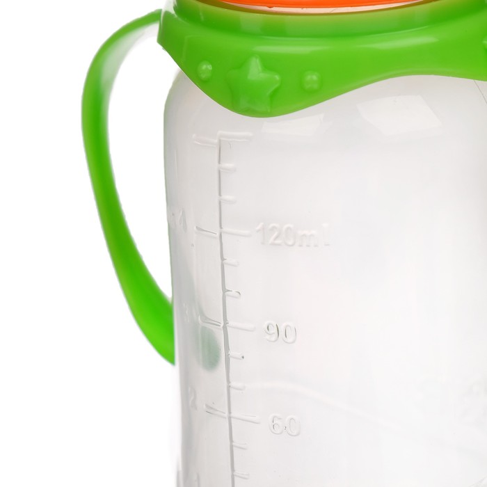 Бутылочка для кормления детская классическая, с ручками, 150 мл, от 0 мес., цвет зелёный МИКС 