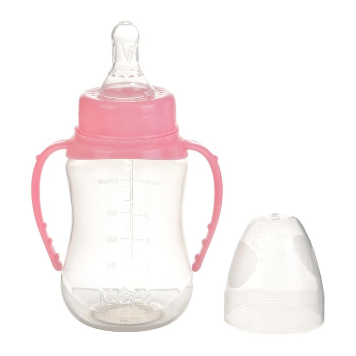 Бутылочка для кормления детская приталенная, с ручками, 150 мл, от 0 мес., цвет розовый 