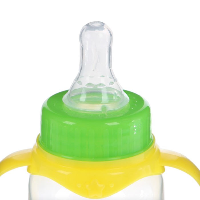 Бутылочка для кормления детская классическая, с ручками, 250 мл, от 0 мес., цвет жёлтый МИКС 