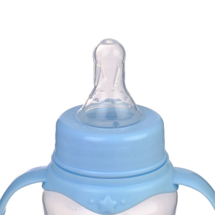 Бутылочка для кормления детская приталенная, с ручками, 250 мл, от 0 мес., цвет голубой МИКС 
