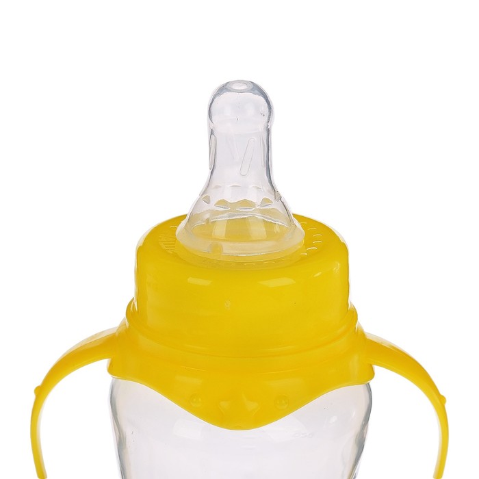 Бутылочка для кормления детская приталенная, с ручками, 250 мл, от 0 мес., цвет жёлтый МИКС 