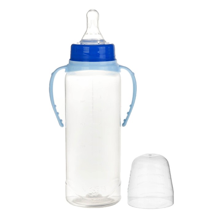 Бутылочка для кормления детская классическая, с ручками, 250 мл, от 0 мес. цвет голубой МИКС 
